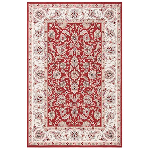 SAFAVIEH Chelsea Collection Accent Rug - 3'9" x 5'9", Burgundy & Ivory, Hand-Hooked French Country Wool, Ideal for High Traffic Areas in Entryway, Living Room, Bedroom (HK78B)