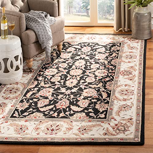 SAFAVIEH Chelsea Collection Accent Rug - 3'9" x 5'9", Burgundy & Ivory, Hand-Hooked French Country Wool, Ideal for High Traffic Areas in Entryway, Living Room, Bedroom (HK78B)