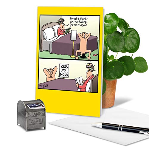 NobleWorks Hilarious Birthday Greeting Card with 5 x 7 Inch Envelope (1 Card) Bday Kiss my nose Tim Whyatt Birthday Cartoon 8347Z