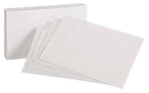 oxford blank index cards, 3" x 5", white, 100 per pack (40150-sp)