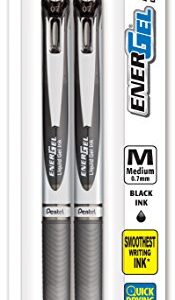 Pentel EnerGel Deluxe RTX Retractable Liquid Gel Pen, 0.7mm, Metal Tip, Black Ink, 2 Pack (BL77BP2A)