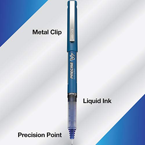 PILOT Precise V7 Stick Liquid Ink Rolling Ball Stick Pens, Fine Point (0.7mm) Blue Ink, 12-Pack (35349)