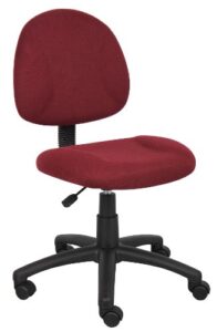 boss office products perfect posture delux fabric task chair without arms in burgundy