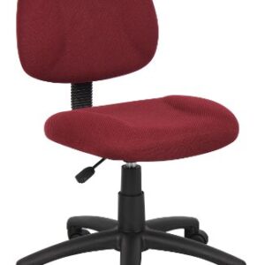 Boss Office Products Perfect Posture Delux Fabric Task Chair without Arms in Burgundy