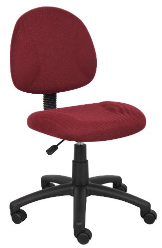 Boss Office Products Perfect Posture Delux Fabric Task Chair without Arms in Burgundy