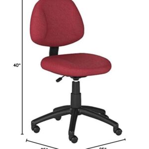 Boss Office Products Perfect Posture Delux Fabric Task Chair without Arms in Burgundy