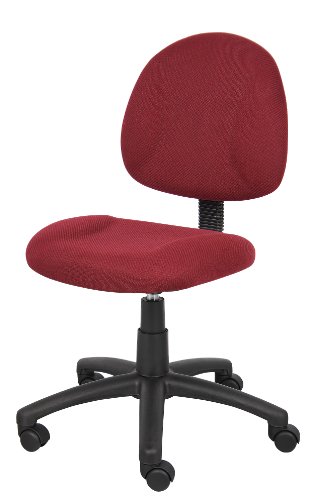 Boss Office Products Perfect Posture Delux Fabric Task Chair without Arms in Burgundy