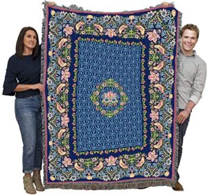 pure country weavers william morris strawberry thief border blanket - arts & crafts - gift tapestry throw woven from cotton - made in the usa (72x54)