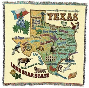 pure country weavers state of texas lap square blanket - gift tapestry blanket throw woven from cotton - made in the usa (54x54)