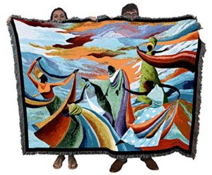 pure country weavers skydancer blanket - african cultural gift tapestry throw woven from cotton - made in the usa (72x54)