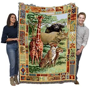 pure country weavers african plains blanket by parker fulton - gift tapestry throw woven from cotton - made in the usa (72x54)