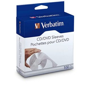 verbatim cd/dvd paper sleeves-with clear window 100pk