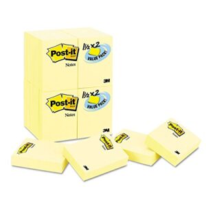 post-it mini notes, 1.5 in x 2 in, 24 pads, america #1 favorite sticky notes, canary yellow, clean removal, recyclable (653-24vad-b)