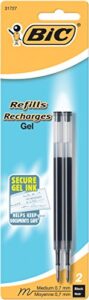 bic gel refill fits velocity gel, pro+ gel, reaction gel 0.7mm - 2ct, black (rrlcp21-blk)
