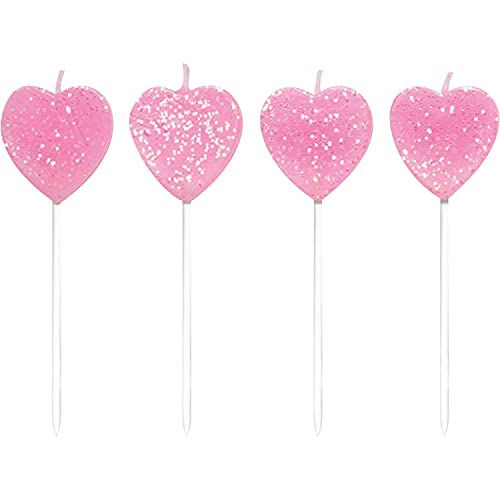 Creative Converting Pick Sets with Glitter Cake Candle, 3", Pink