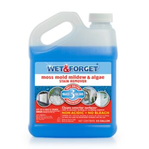 wet & forget moss, mold, mildew, & algae stain remover multi-surface outdoor cleaner concentrate, original, 64 fluid ounces