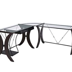 Coaster Home Furnishings CO-800446 Monterey 3-Piece L-Shape Computer Desk Set, Cappuccino and Clear, 68 W x 67 D x 30 H