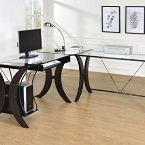 Coaster Home Furnishings CO-800446 Monterey 3-Piece L-Shape Computer Desk Set, Cappuccino and Clear, 68 W x 67 D x 30 H