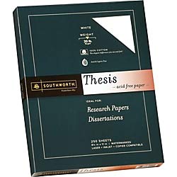 southworth 100% cotton thesis paper, 8.5” x 11”, 20 lb/75 gsm, wove finish, white, 250 sheets - packaging may vary (35-120-10)