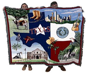 pure country weavers state of texas blanket - gift tapestry throw woven from cotton - made in the usa (72x54)