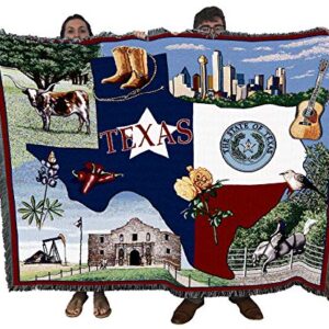 Pure Country Weavers State of Texas Blanket - Gift Tapestry Throw Woven from Cotton - Made in The USA (72x54)