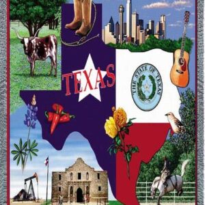 Pure Country Weavers State of Texas Blanket - Gift Tapestry Throw Woven from Cotton - Made in The USA (72x54)