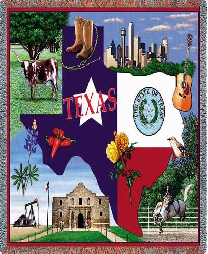 Pure Country Weavers State of Texas Blanket - Gift Tapestry Throw Woven from Cotton - Made in The USA (72x54)