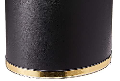 Kraftware Sophisticates Black/Polished Gold Brass Waste Basket with 3/4-Inch Bands and Brass Bumper