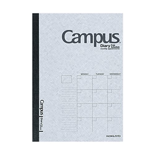 Kokuyo Campus Diary, Free Schedule, Monthly Appointments, 8.3'x5.8' A5 size, 24 Sheets/48 Pages, Gray, Japan Import (NI-CF103N)