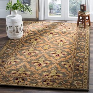 safavieh antiquity collection 3' x 5' sage / gold at54b handmade traditional oriental premium wool area rug