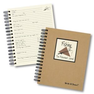 write it down journals unlimited series guided journal, fishing, fisherman's journal, with a kraft hard cover, made of recycled materials, 7.5"x 9"