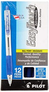 pilot easytouch ballpoint retractable pen, blue ink, medium, dozen