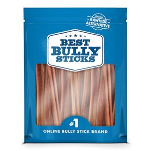 best bully sticks 6 inch all-natural bully sticks for dogs - 6” fully digestible, 100% grass-fed beef, grain and rawhide free | 25 pack
