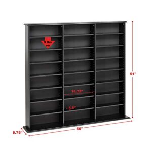 Prepac Triple Width Wall Storage Cabinet, Black