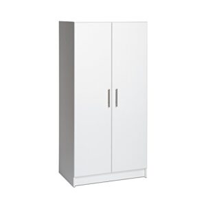 prepac elite 2 door wardrobe cabinet, 32" w x 65" h x 20" d, white