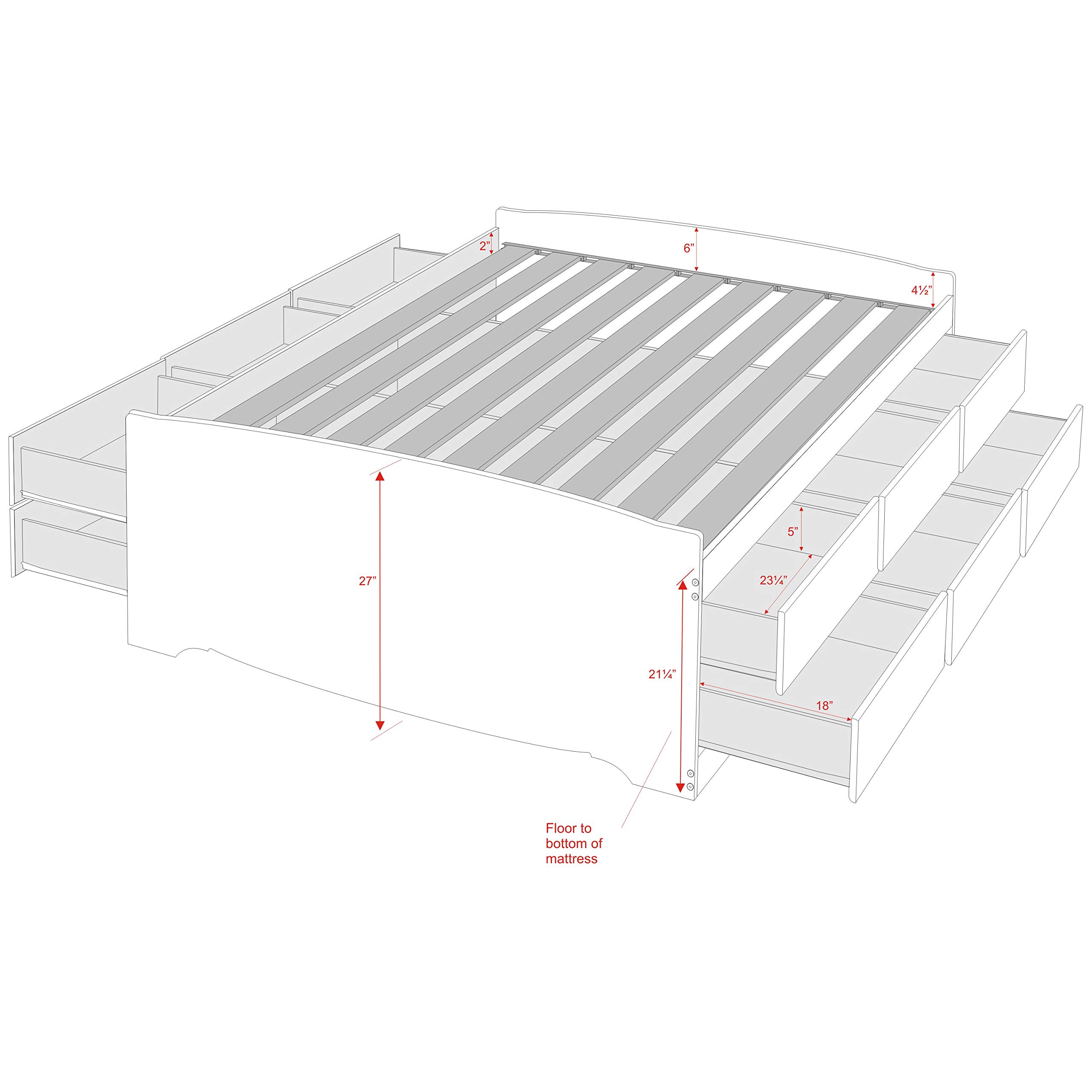 Prepac Tall Queen Captain's Platform Storage Bed with 12 Drawers, Espresso