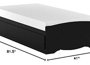 Prepac Twin XL Mate's Platform Storage Bed with 3 Drawers, Black