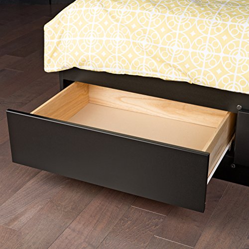 Prepac Twin XL Mate's Platform Storage Bed with 3 Drawers, Black