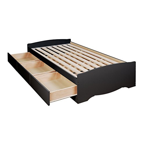 Prepac Twin Mate's Platform Storage Bed with 3 Drawers, Black