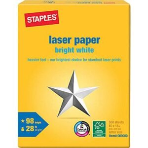 staples 733333 8.5-inch x 11-inch laser paper 28 lbs. 98 brightness 500/ream (733333)