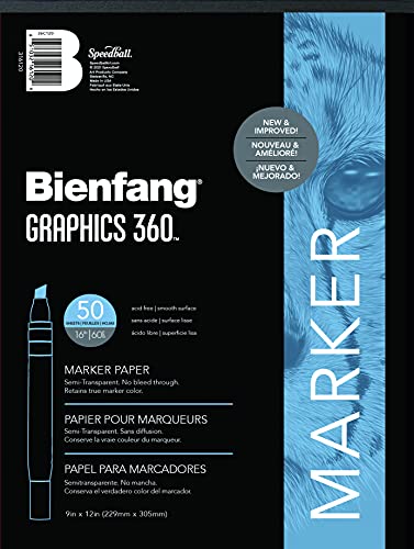 Bienfang Graphics 360 Marker Paper Pad, 9-Inch by 12-Inch, 50 Sheets