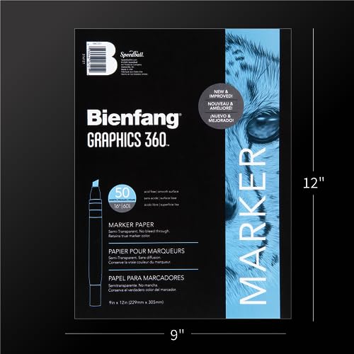 Bienfang Graphics 360 Marker Paper Pad, 9-Inch by 12-Inch, 50 Sheets
