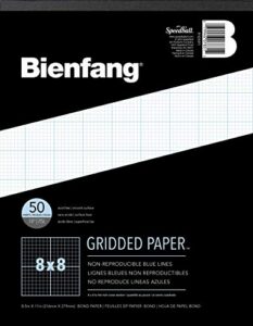 bienfang designer grid paper pad, 8x8 cross section, 8.5 x 11 inches, 50 sheets