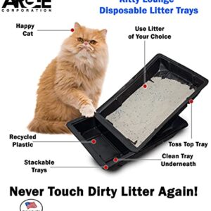 Kitty Lounge Disposable Litter Tray, Black, 50-Pack- Argee RG606/50, Black