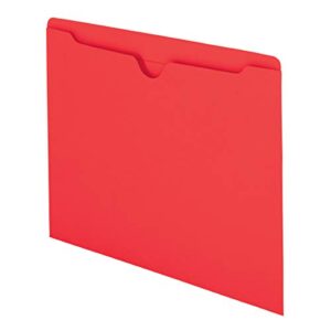 smead file jacket, reinforced straight-cut tab, flat-no expansion, letter size, red, 100 per box (75509)