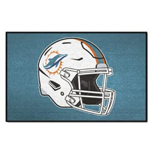 fanmats 5793 miami dolphins starter mat accent rug - 19in. x 30in. | sports fan home decor rug and tailgating mat - dolphins helmet logo