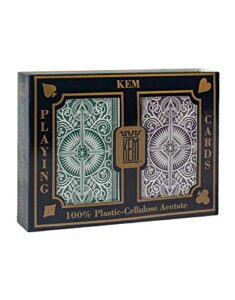 kem playing cards arrow green and brown, bridge size- standard index playing cards (pack of 2) (1020681)