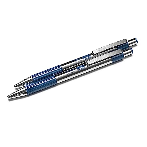 Zebra Pen F-301 Retractable Ballpoint Pen, Stainless Steel Barrel, Fine Point, 0.7mm, Blue Ink, 2-Pack