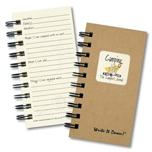 camping, the campers journal - mini kraft hard cover (prompts on every page, recycled paper, read more...)