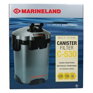 marineland multi-stage c-530 canister filter for aquariums, easy maintenance, 100 to 150-gallon/530 gph (pcml530)